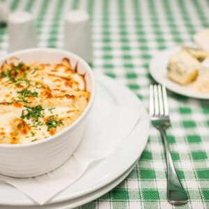 Gratin pomme de terre saumon fumé poireau