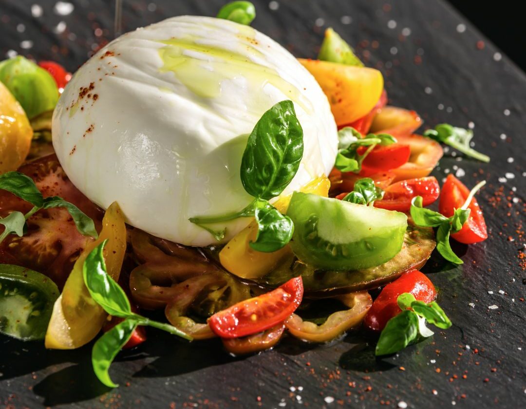 salade de penne burrata tomate cerise